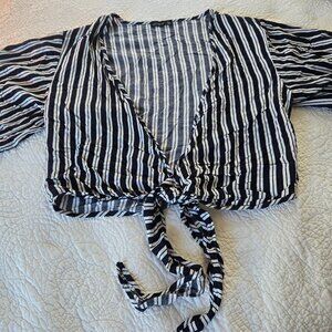 Cotton On Navy Striped Wrap Top